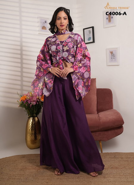 Amoha Trendz C4006  Printed And Embroidered Work Indo Western Bulk Orders In India